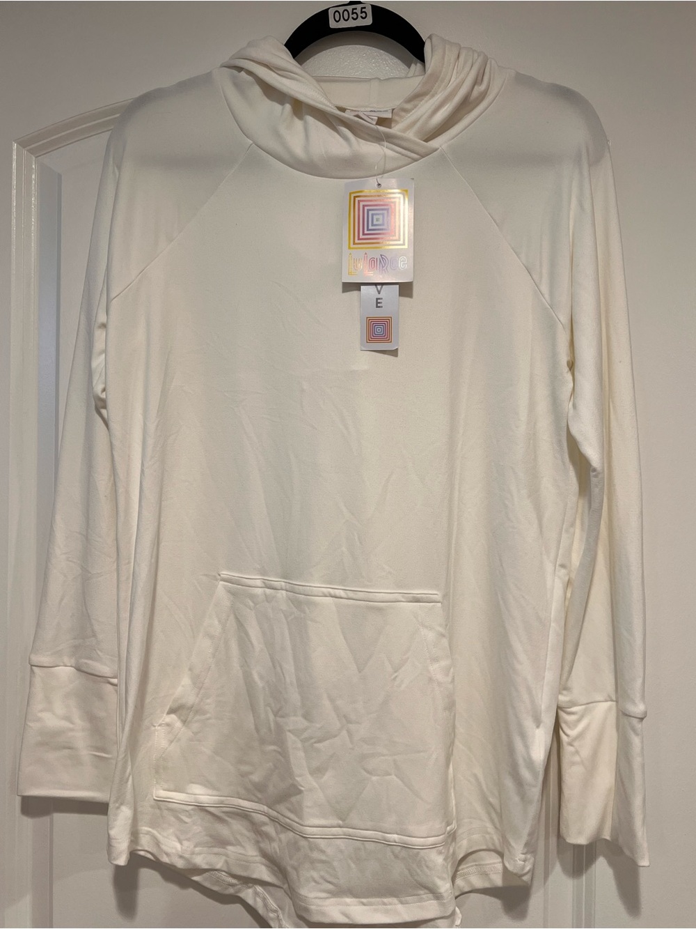 LuLaRoe Medium Solid White Amber Hoodie